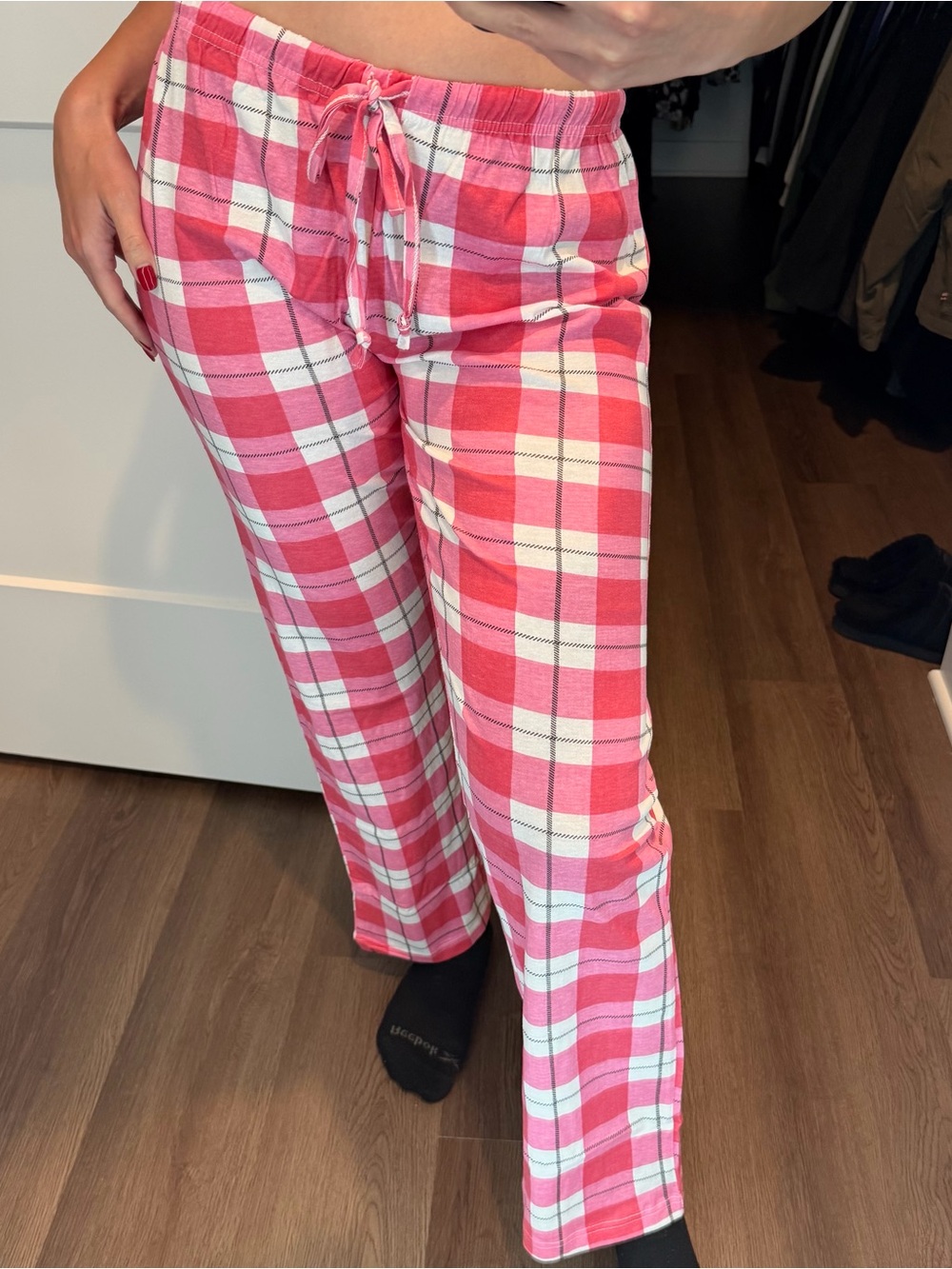 Women's Pink Plaid Lounge Pants - Drawstring Waist